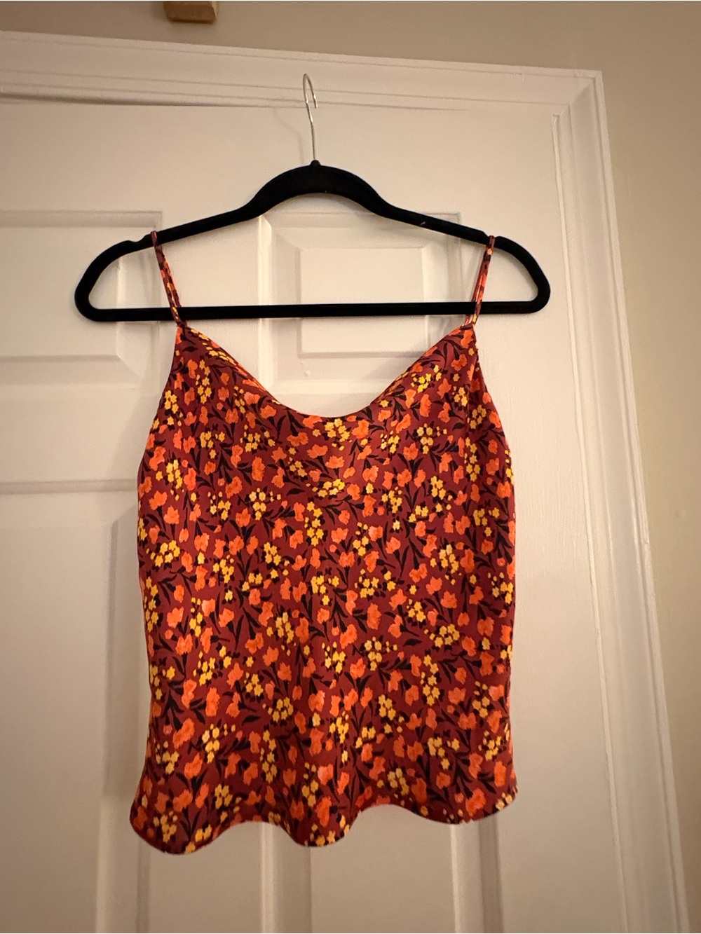 New W/O tags Zara Magenta Floral Print Top with Orange & Yellow Blooms
